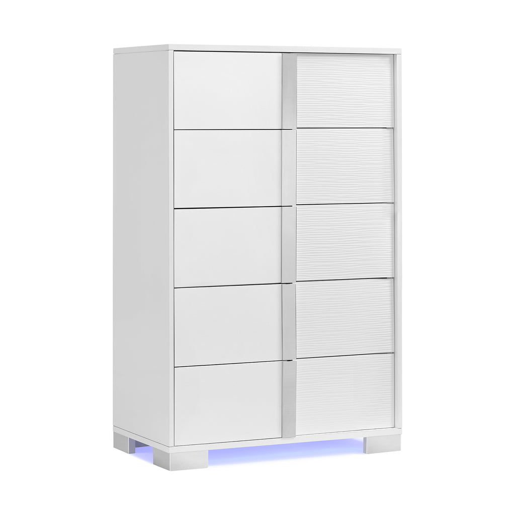 Ocean-Drive-5-Drawer-Chest-with-Blue-LED-in-White