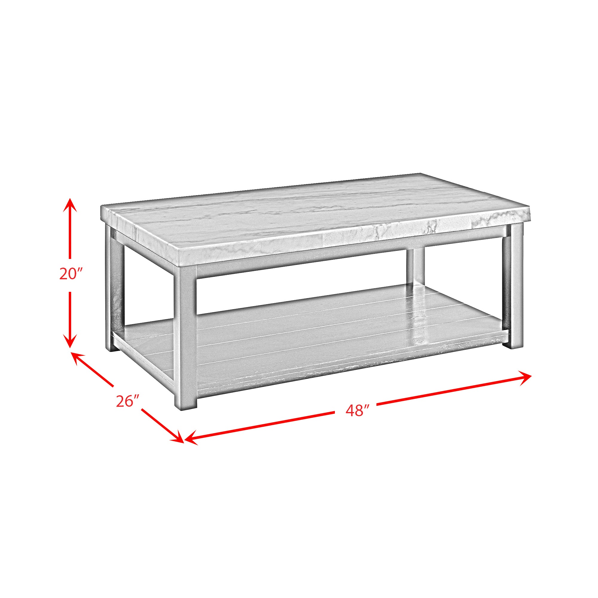 Marcello-White-Rectangular-Coffee-Table-W/-Casters-ISTA3-Packaging