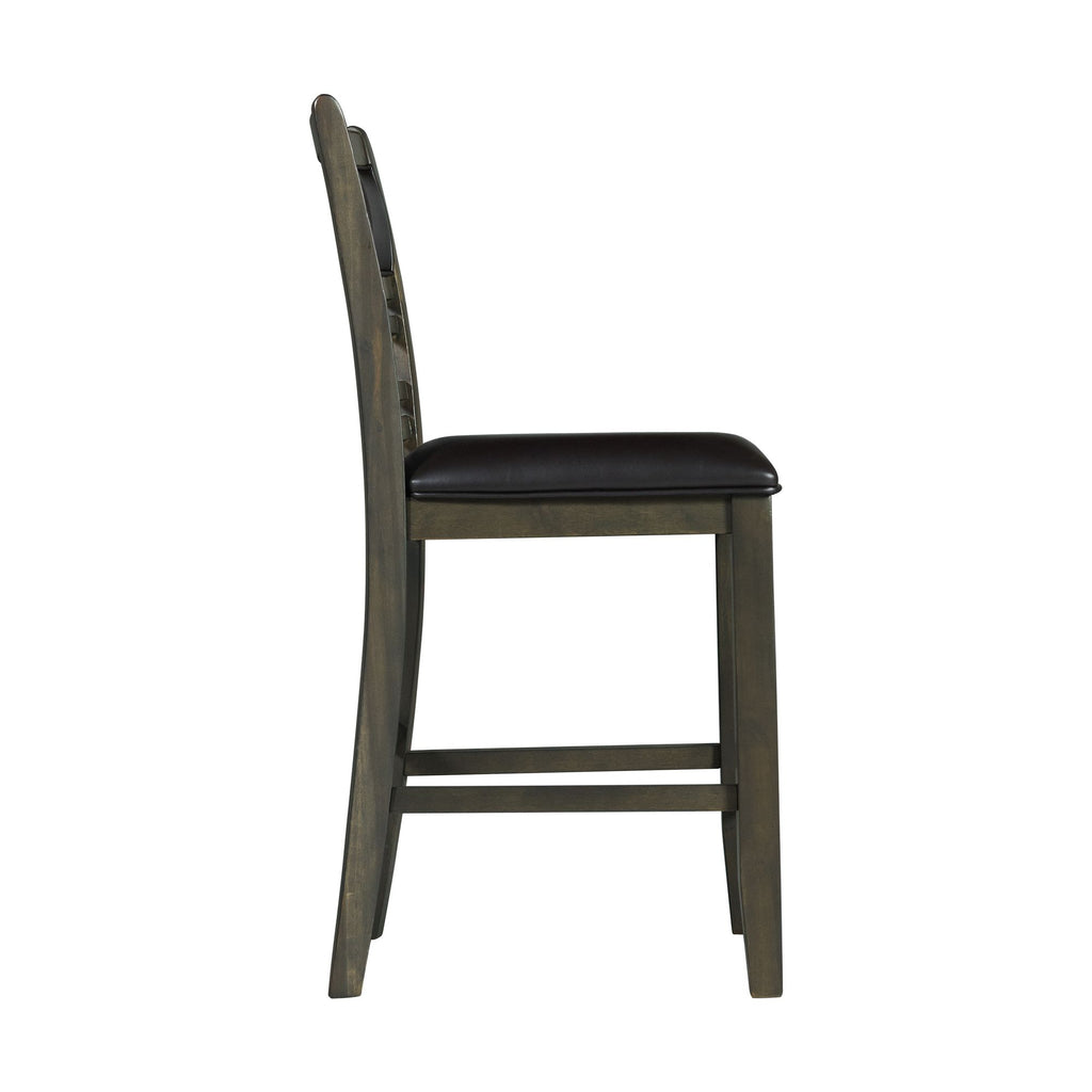 Amherst-Counter-Side-Chair-W/PU-Cushion-Grey-Finish-(2-Per-Pack)