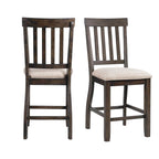 Stone Counter Wooden Slat Back Counter Side Chair Charcoal (2 Per Pack)
