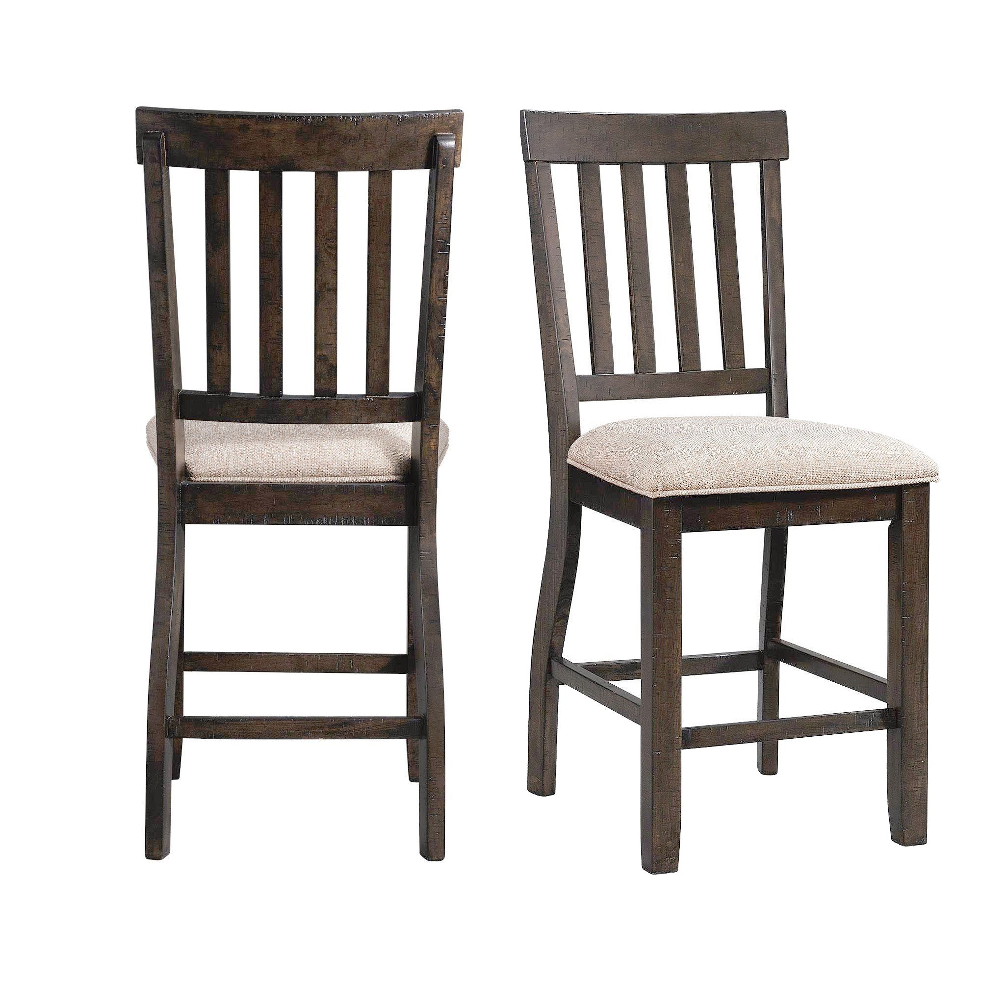 Stone Counter Wooden Slat Back Counter Side Chair Charcoal (2 Per Pack)