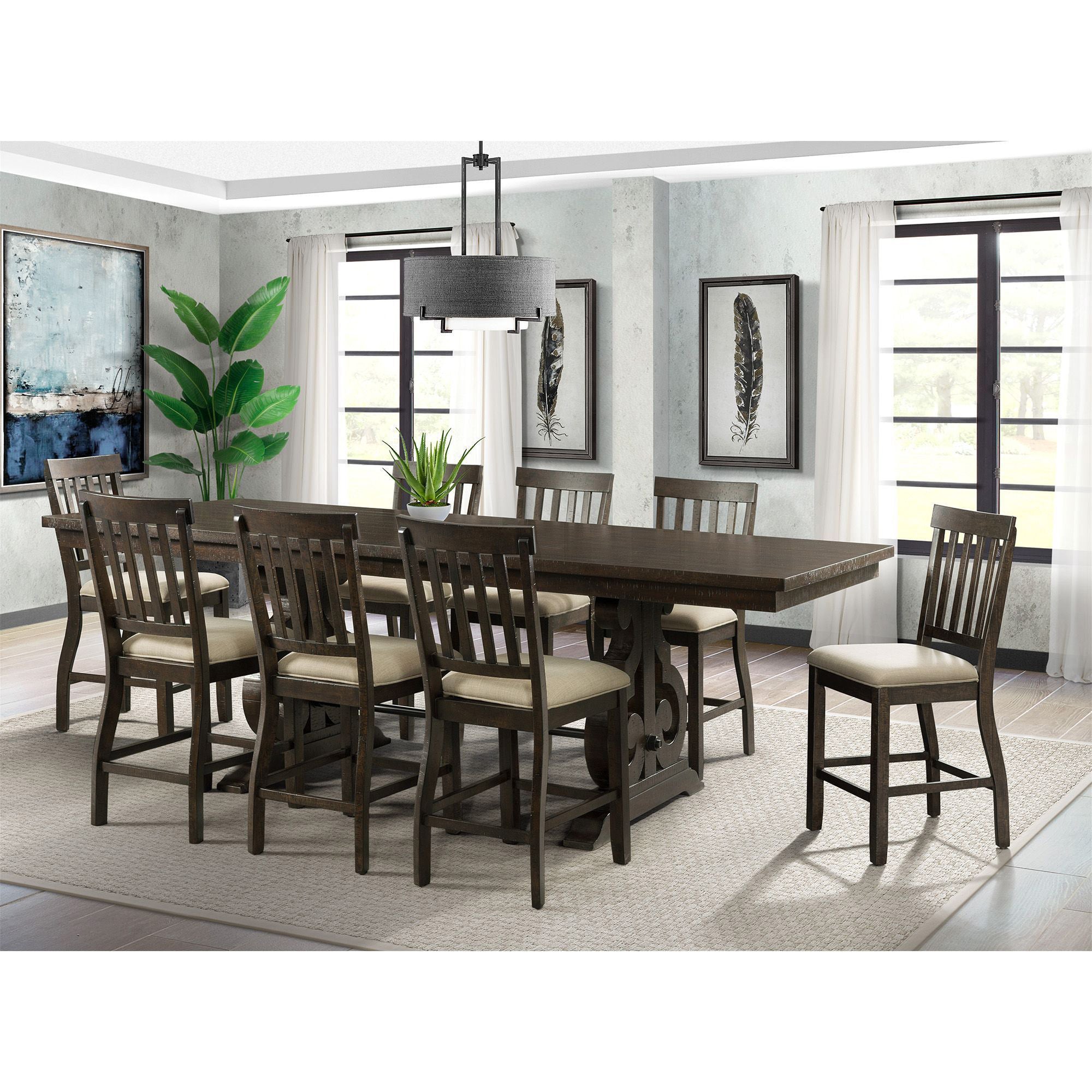 Stone Counter Wooden Slat Back Counter Side Chair Charcoal (2 Per Pack)