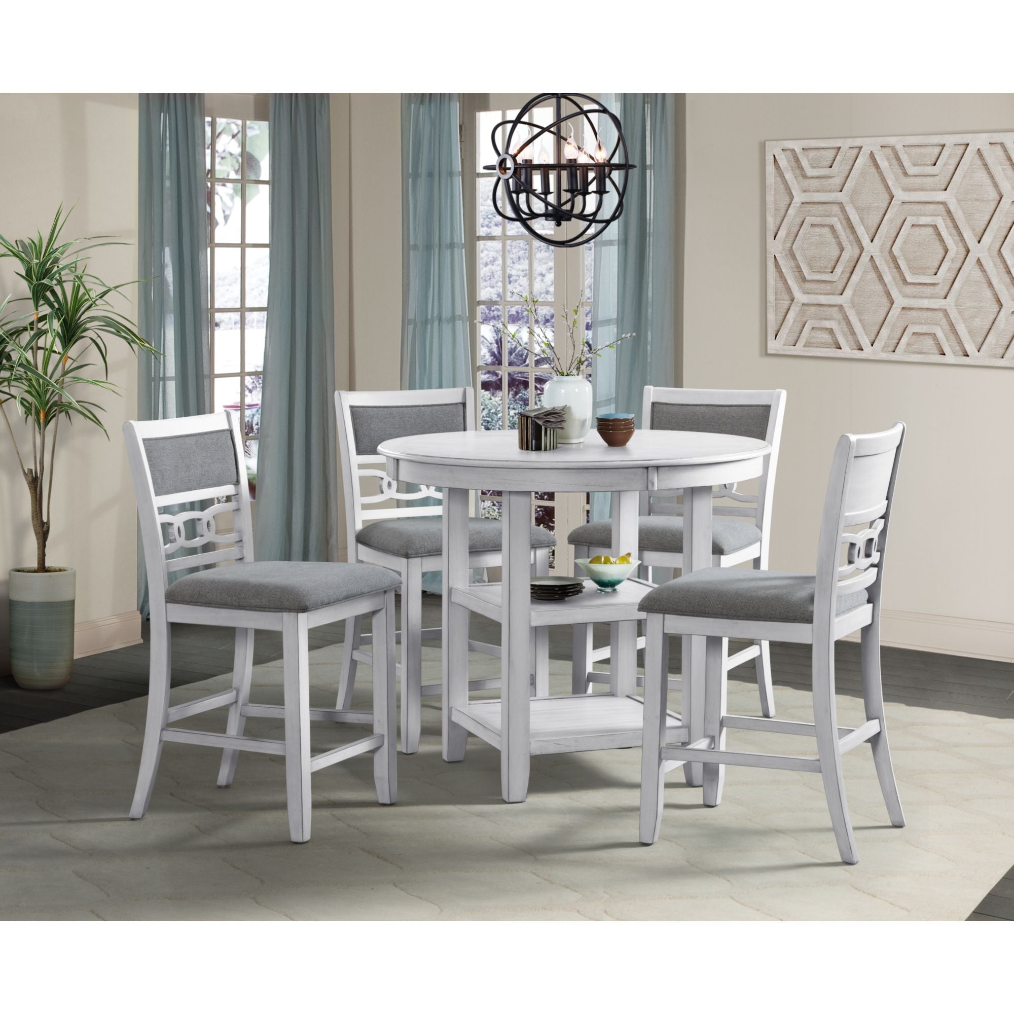 Amherst Counter Table with Wood Leg White Finish