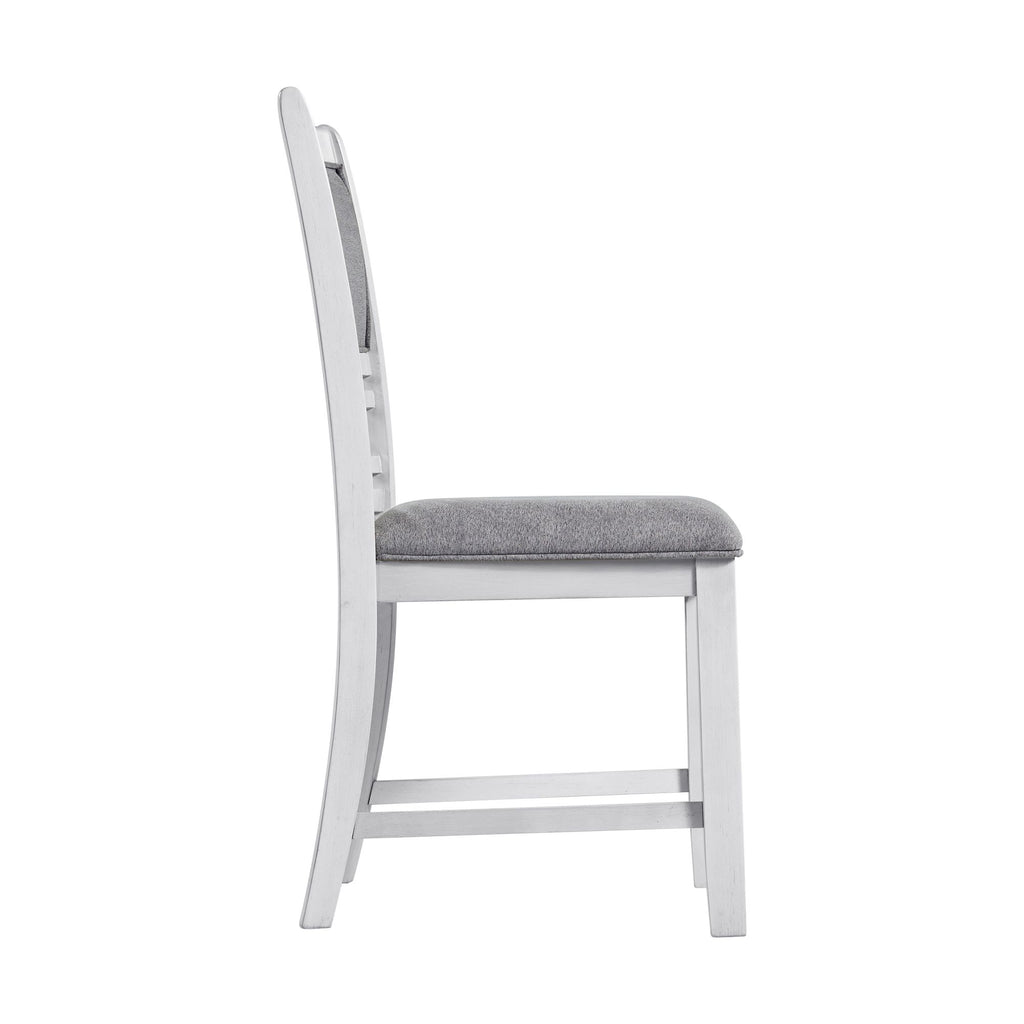 Amherst Dining Side Chair with Fabric Cushion Side Stretcher White Finish (2 Per Pack)