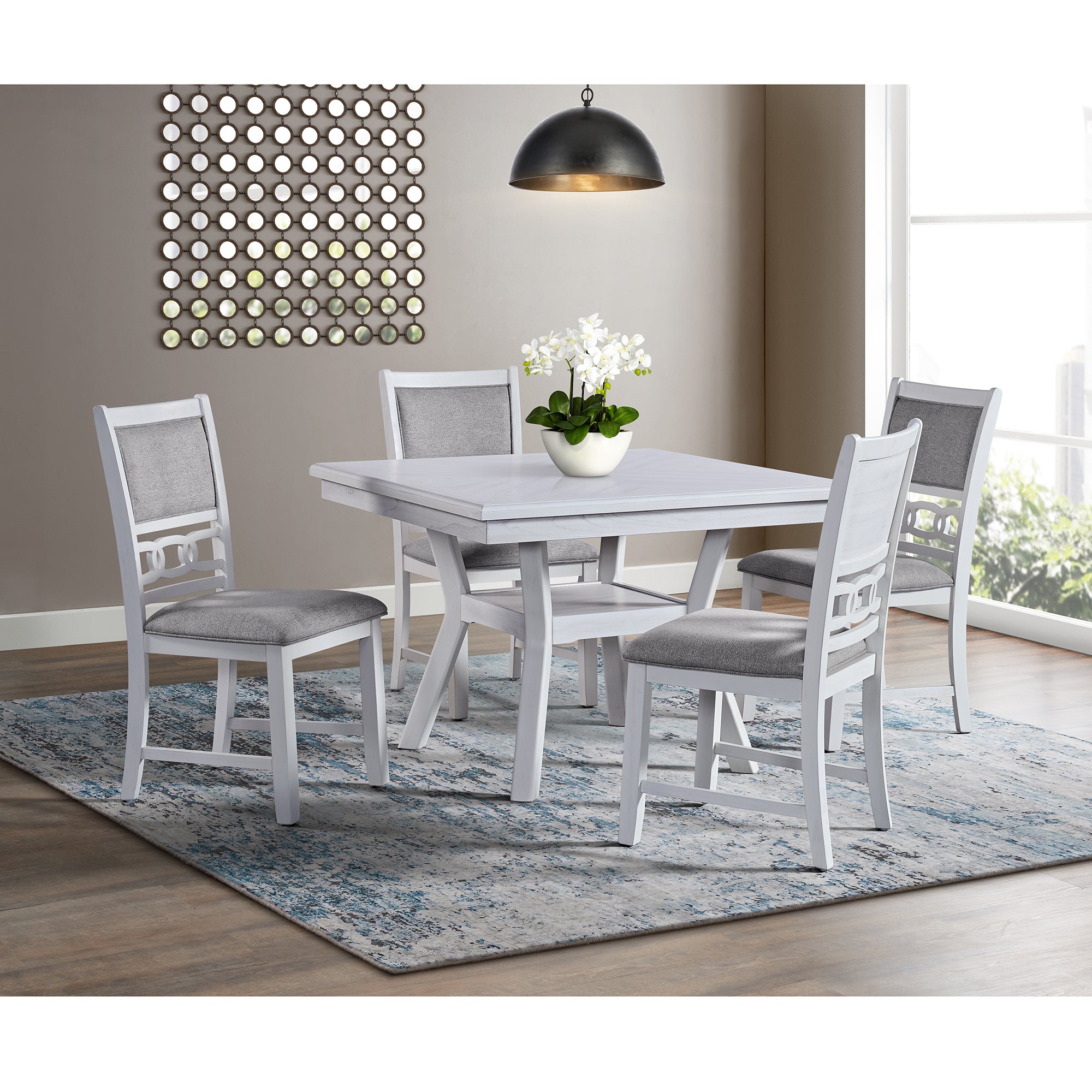 Amherst Dining Side Chair with Fabric Cushion Side Stretcher White Finish (2 Per Pack)