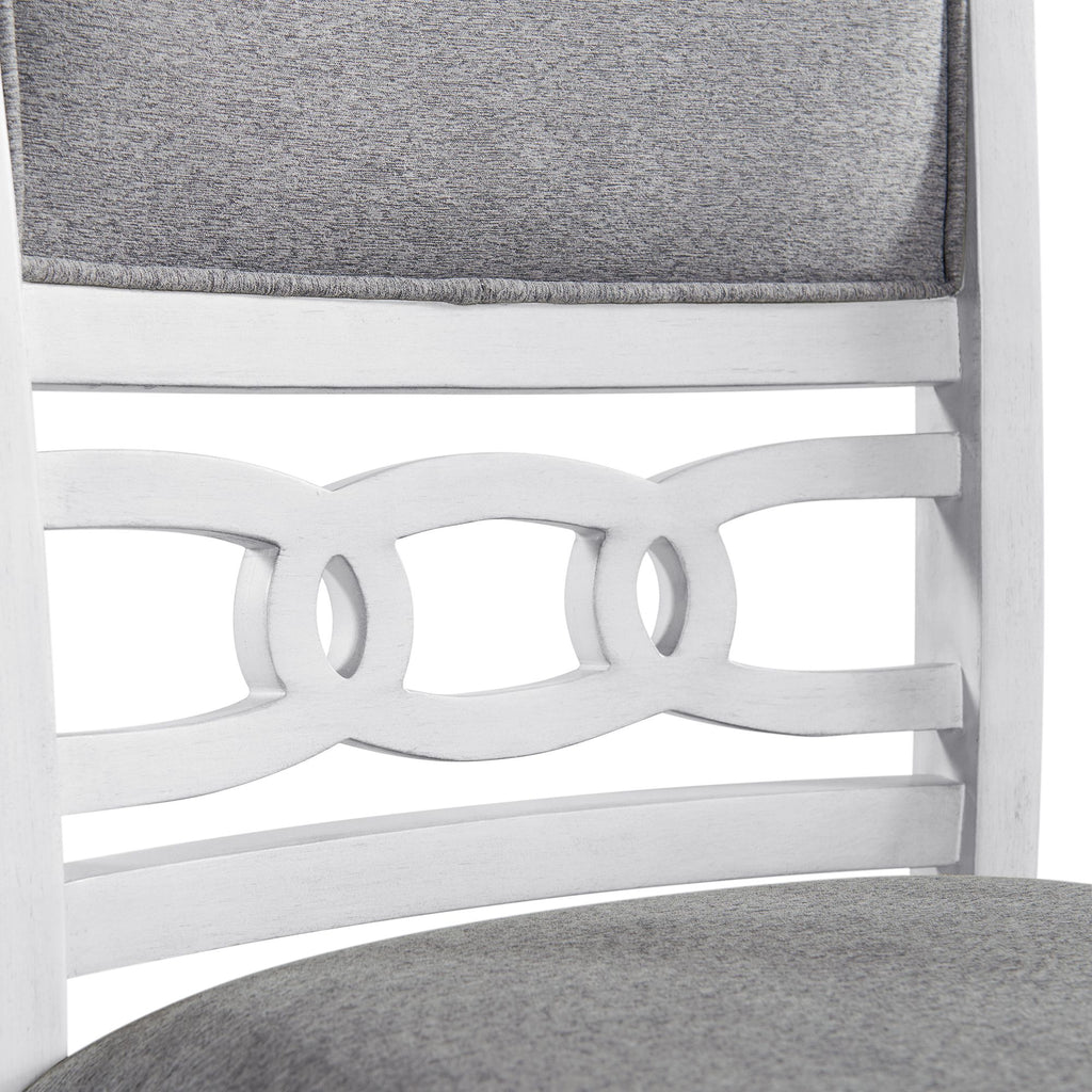 Amherst Dining Side Chair with Fabric Cushion Side Stretcher White Finish (2 Per Pack)