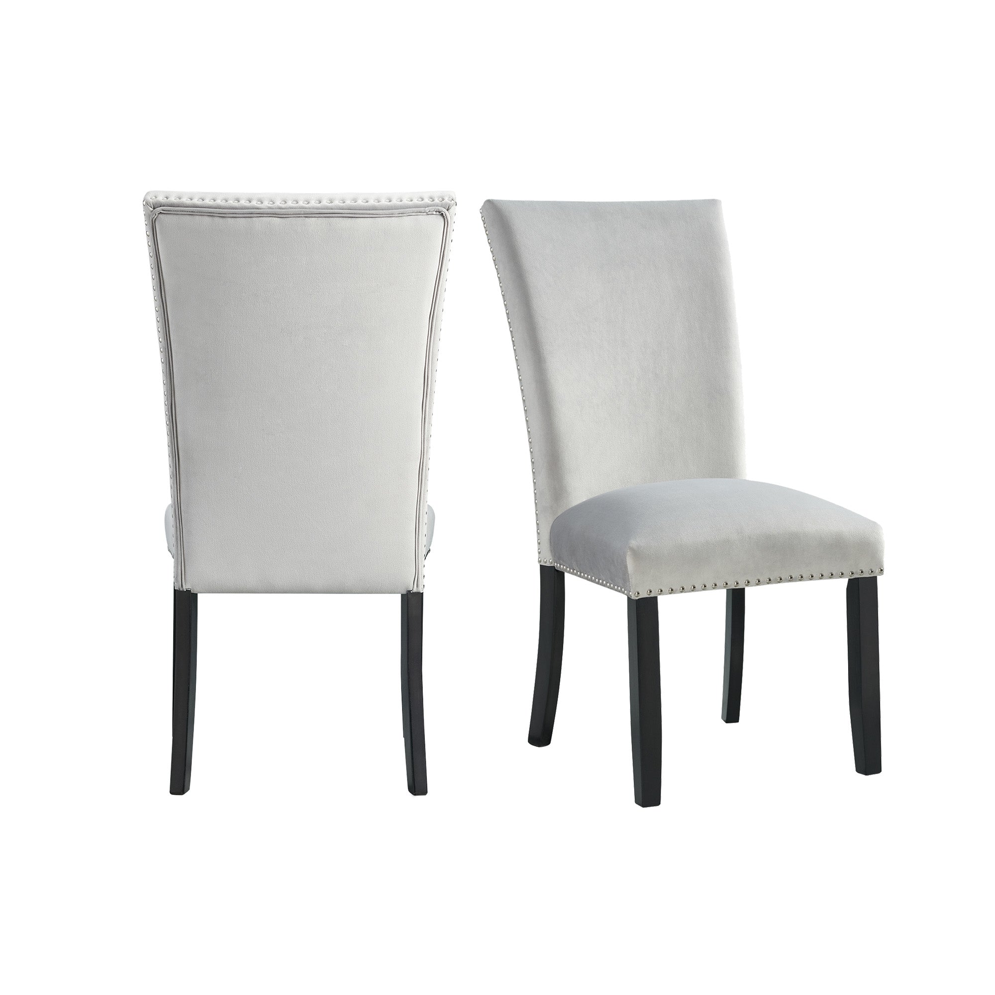 Francesca-Rectangular-Dining-Grey-Velvet-Side-Chair-W/-Nailhead-Trim-(2-Per-Pack)