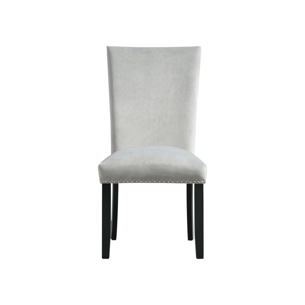Francesca-Rectangular-Dining-Grey-Velvet-Side-Chair-W/-Nailhead-Trim-(2-Per-Pack)