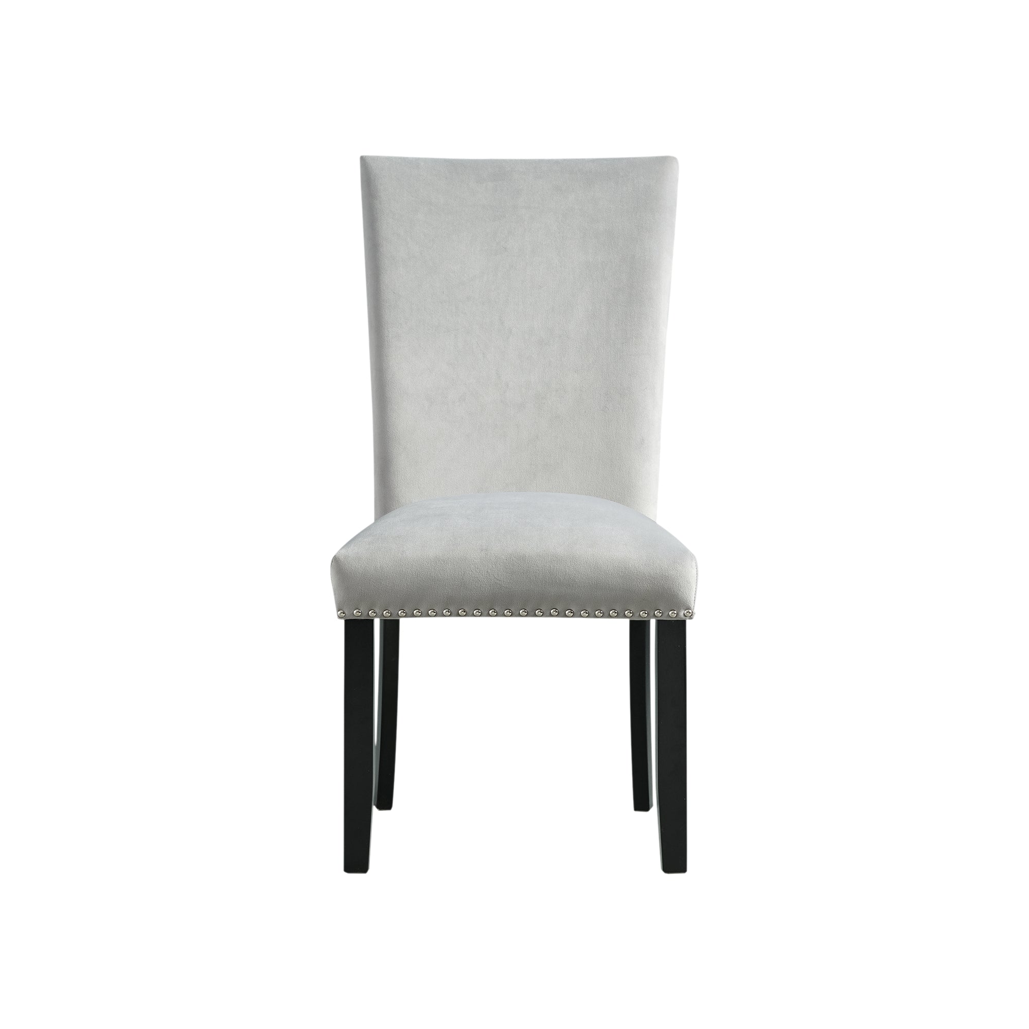 Francesca-Rectangular-Dining-Grey-Velvet-Side-Chair-W/-Nailhead-Trim-(2-Per-Pack)