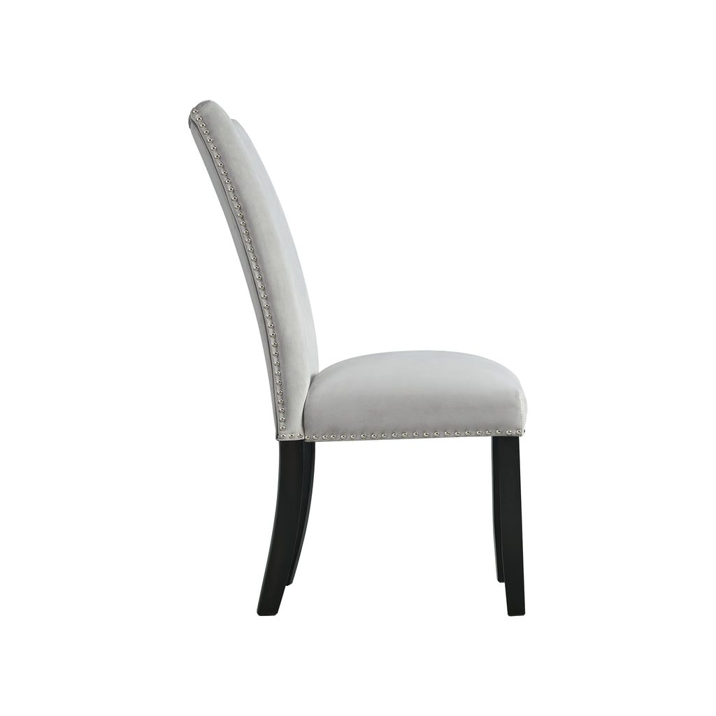 Francesca-Rectangular-Dining-Grey-Velvet-Side-Chair-W/-Nailhead-Trim-(2-Per-Pack)