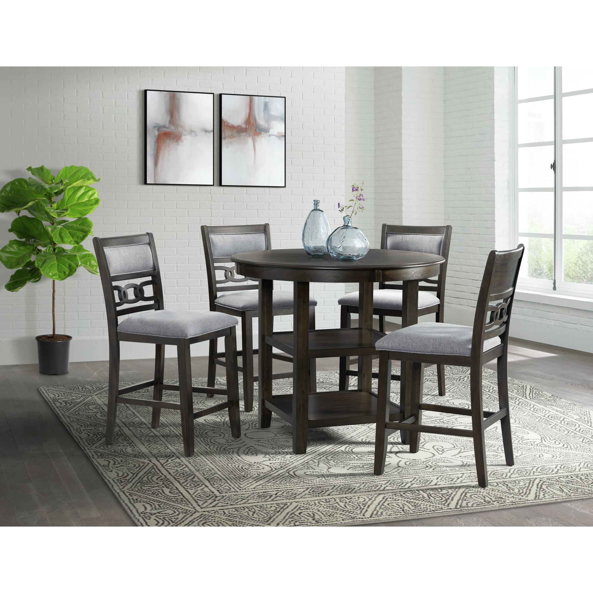 Amherst Counter Height 5-piece Dining Set Table and Four Side Chairs in Walnut