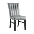 Bellini-5PC-Dining-Set-in-White-Round-Table-&-Four-Grey-Velvet-Chairs