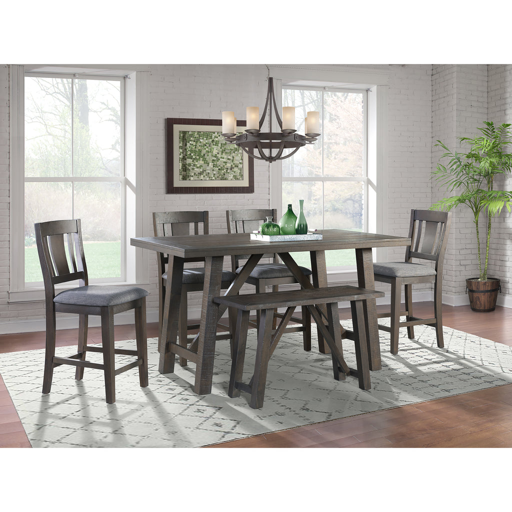 Cash-Counter-6PC-Dining-Set-Table,-Four-Chairs-&-Bench