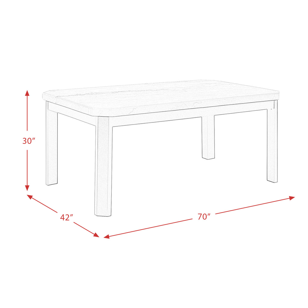 Francesca-White-Marble-Rectangular-5PC-Dining-Set-Table-&-Four-Blue-Velvet-Chairs