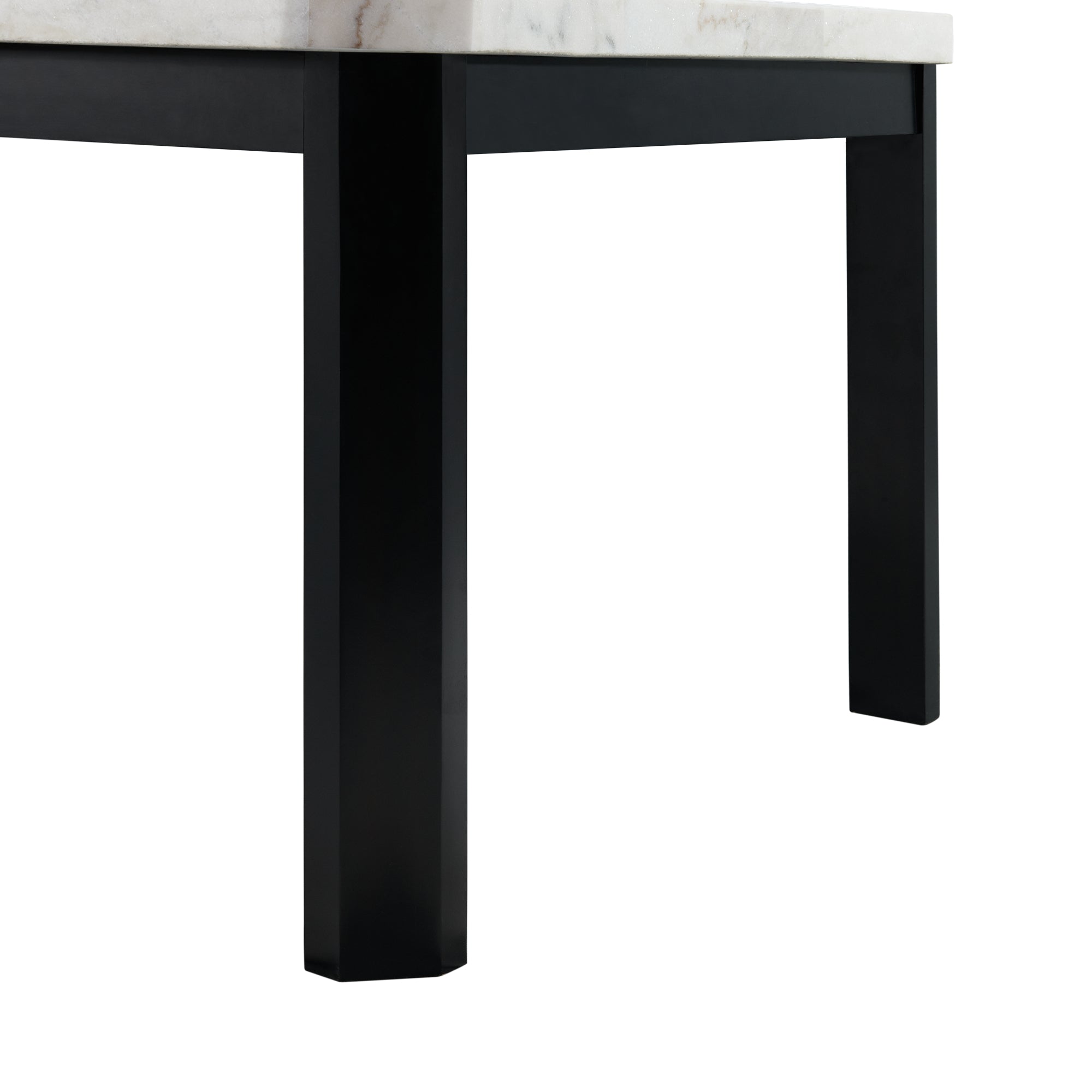 Francesca-White-Marble-Square-5PC-Counter-Height-Dining-Set-Table-&-Four-Blue-Velvet-Chairs