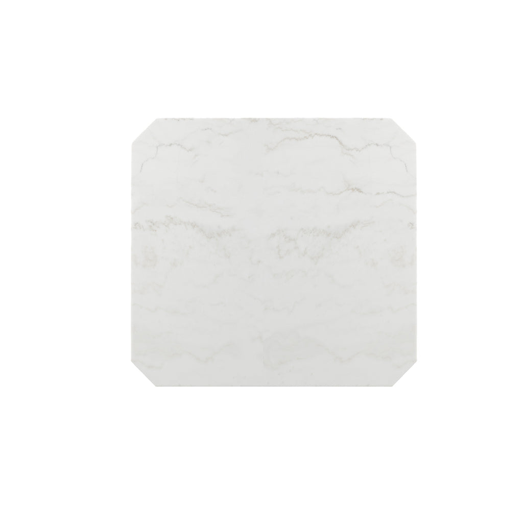 Francesca-White-Marble-Square-5PC-Counter-Height-Dining-Set-Table-&-Four-Grey-Velvet-Chairs