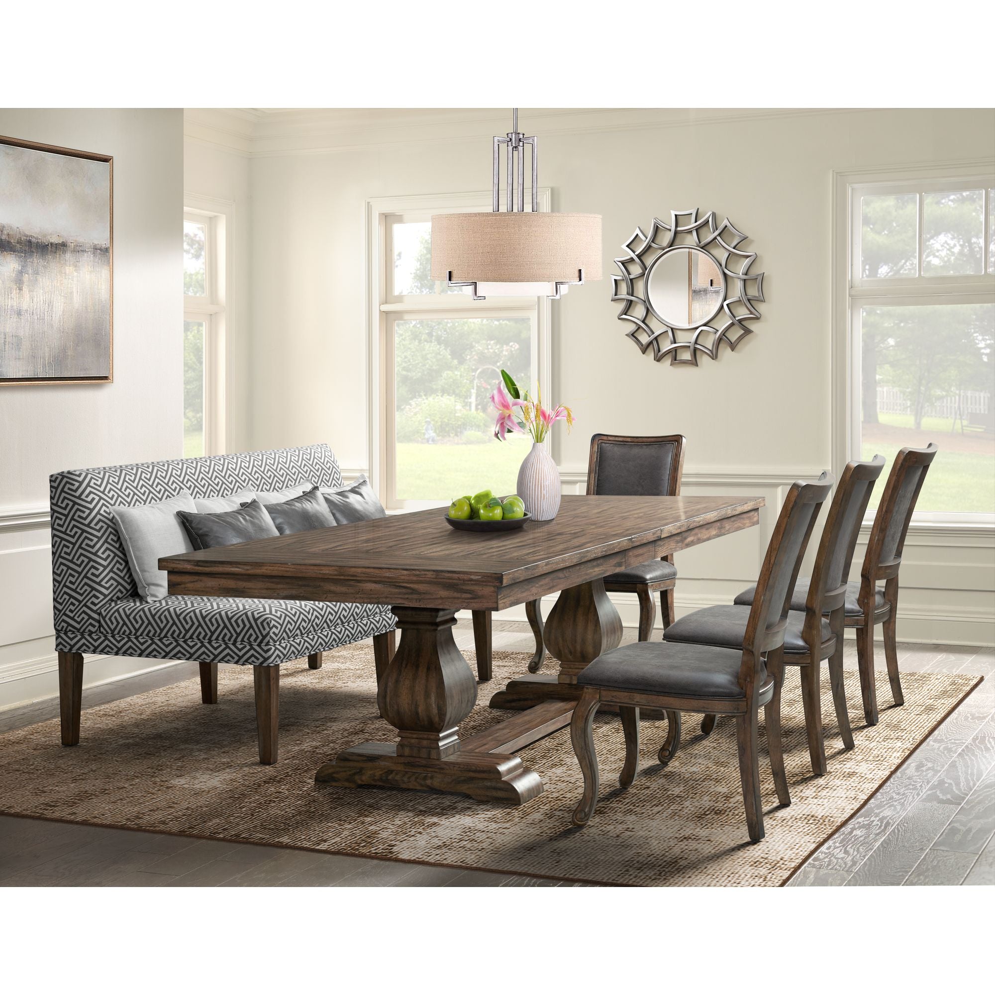 Gramercy-6PC-Dining-Set-Table,-Four-Chairs-and-Settee