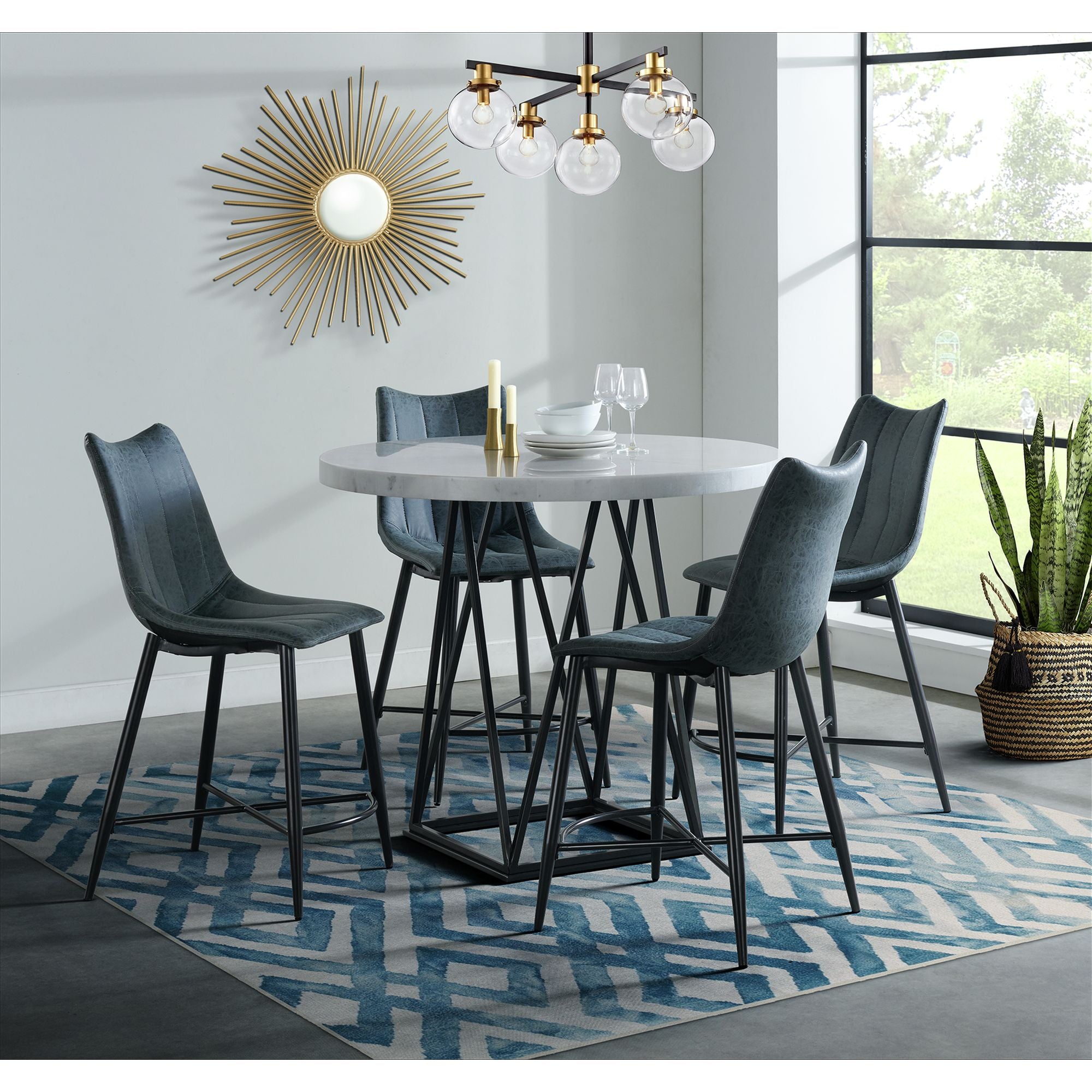 Riko 5-piece Counter Height Dining Set Table and Four Chairs