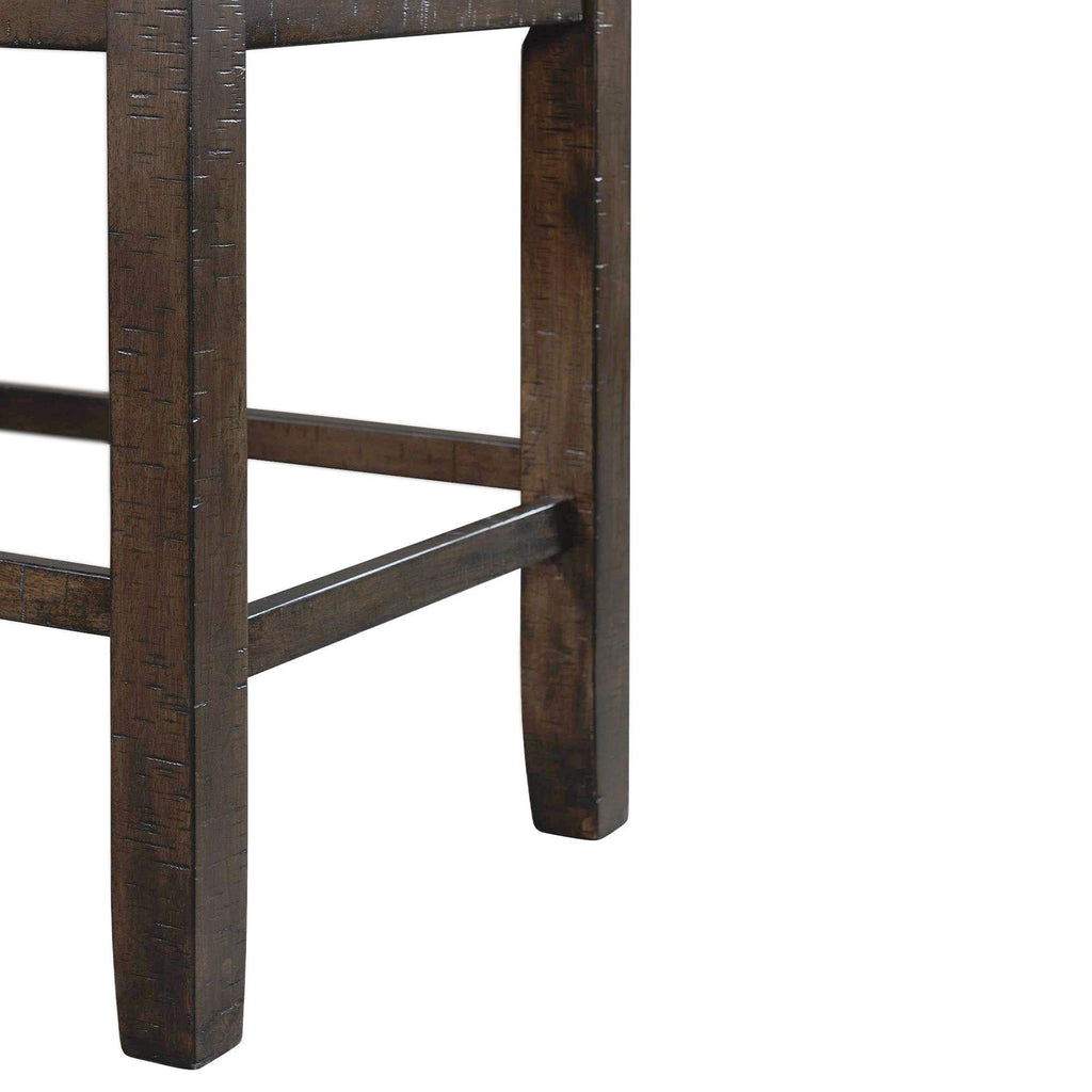 Stone-Counter-Height-7PC-Dining-Set-Table-&-Six-Slat-Back-Chairs