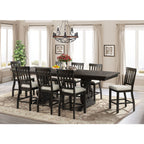 Stone-Counter-Height-9PC-Dining-Set-Table-&-Eight-Slat-Back-Chairs