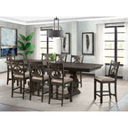 Stone-Counter-Height-9PC-Dining-Set-Table-&-Eight-Swirl-Back-Chairs