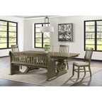 Stone-Standard-Height-Dining-6PC-Set-Table,-4-Side-Chairs-&-Pew-Bench