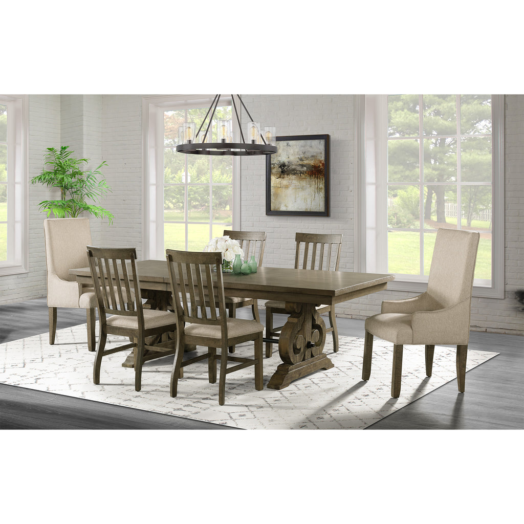 Stone-Standard-Height-Dining-7PC-Set-Table,-4-Side-Chairs-&-2-Parson-Chairs