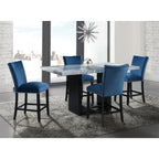 Valentino-White-5PC-Counter-Height-Dining-Set-Table-&-Four-Blue-Chairs