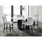 Valentino-White-5PC-Counter-Height-Dining-Set---Table-&-Four-Grey-Chairs
