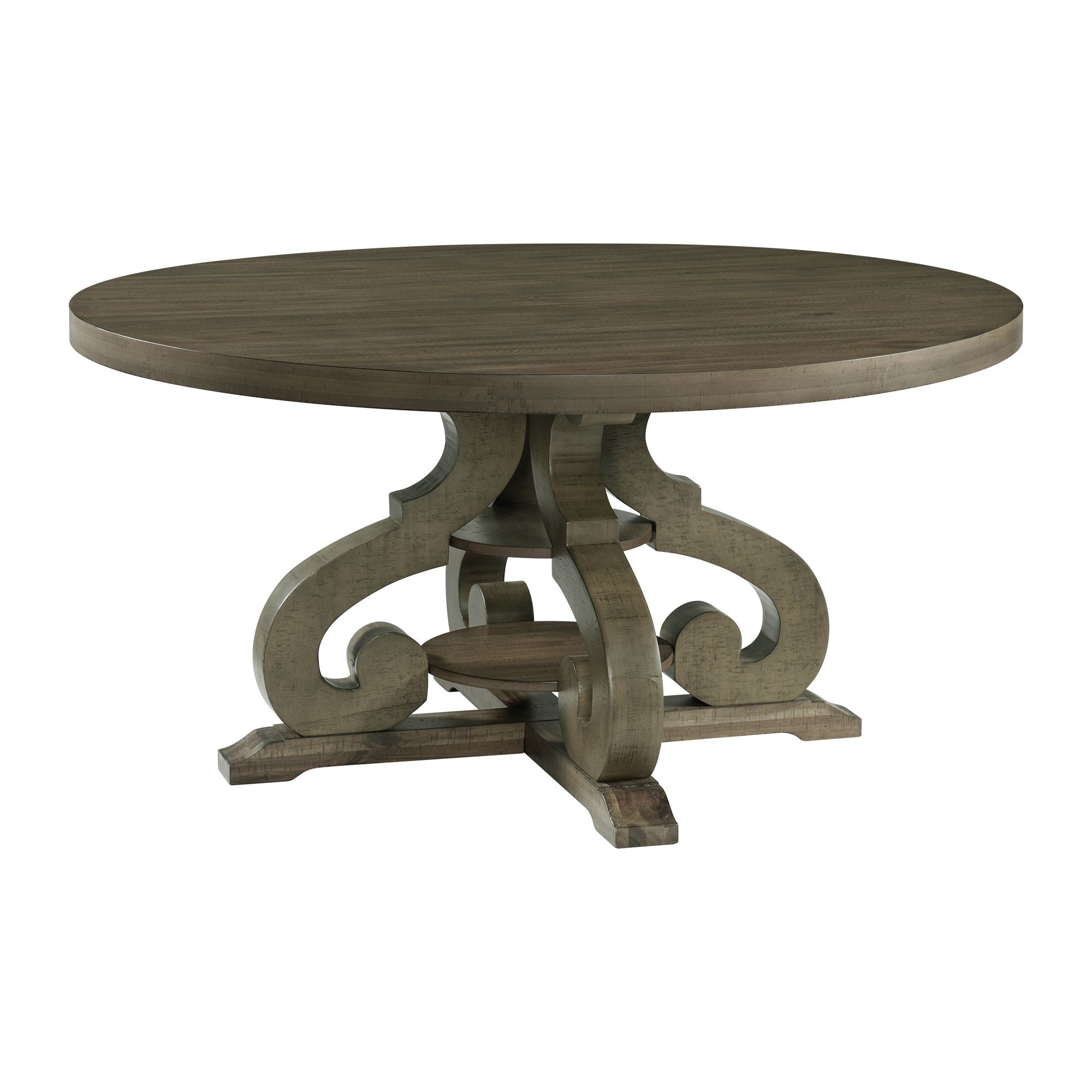 Stone-Round-Dining-Table-W/PU-Base-Gray-Finish