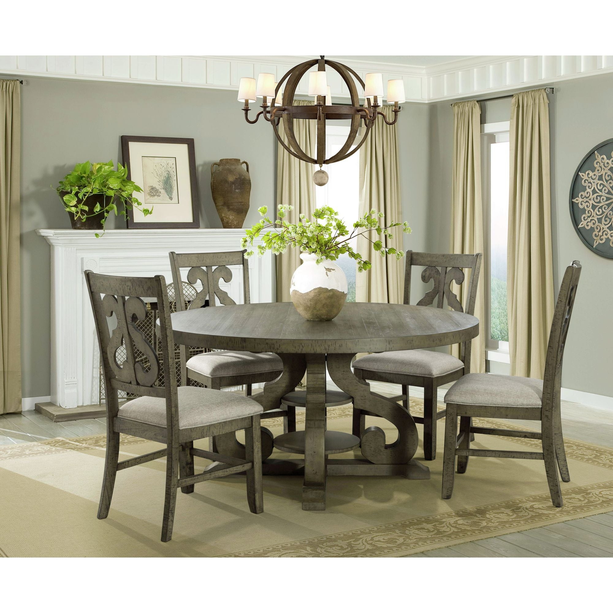 Stone-Round-Dining-Table-W/PU-Base-Gray-Finish