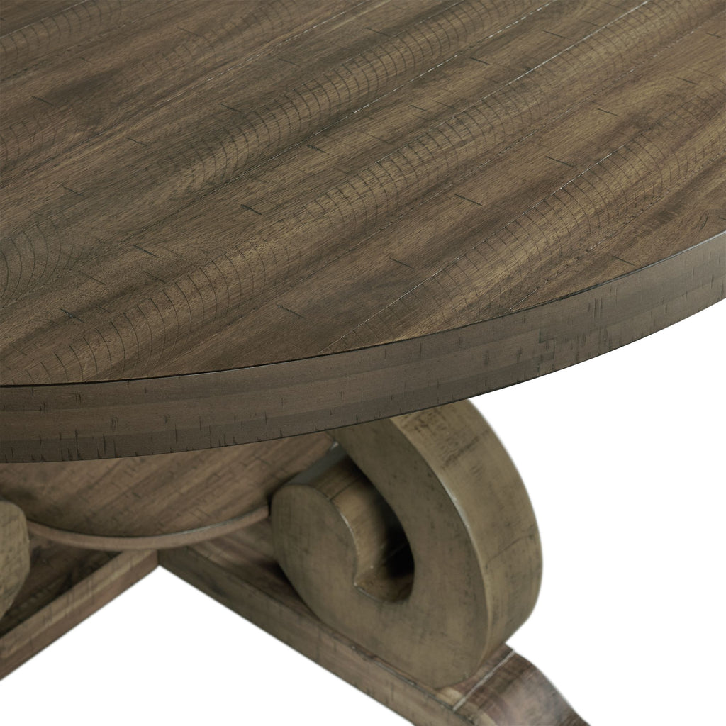Stone-Round-Dining-Table-W/PU-Base-Gray-Finish