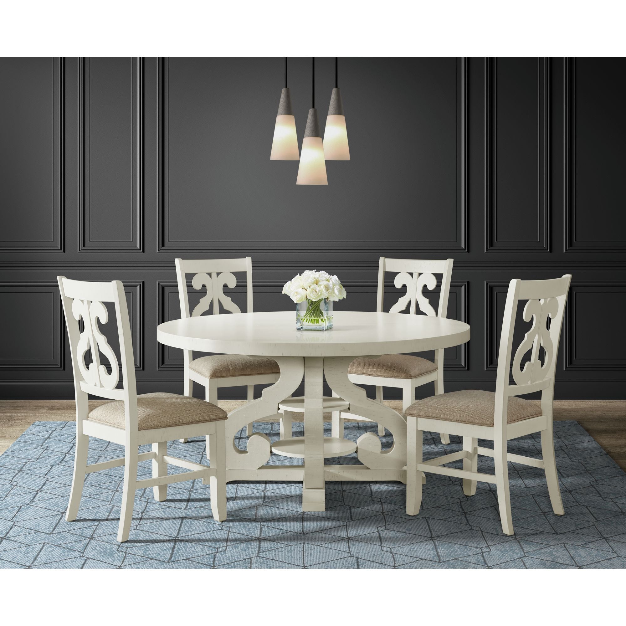 Stone-Round-Dining-Table-W/PU-Base-in-White