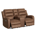 Avanti-Power-Motion-Loveseat-with-Power-Motion-Head-Recliner-&-Console-in-Whiskers-PU-Brown