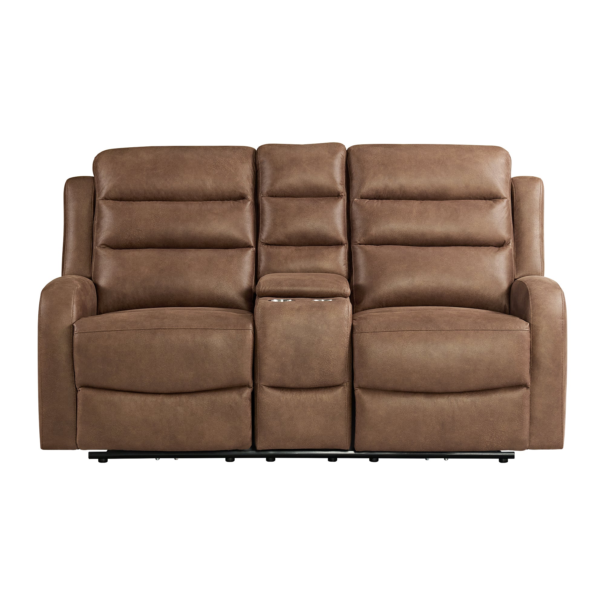 Avanti-Power-Motion-Loveseat-with-Power-Motion-Head-Recliner-&-Console-in-Whiskers-PU-Brown