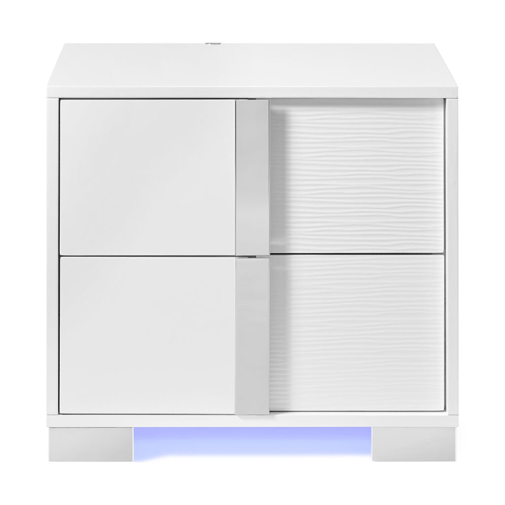 Ocean-Drive-2-Drawer-Nightstand-with-Blue-LED-&-USB-in-White