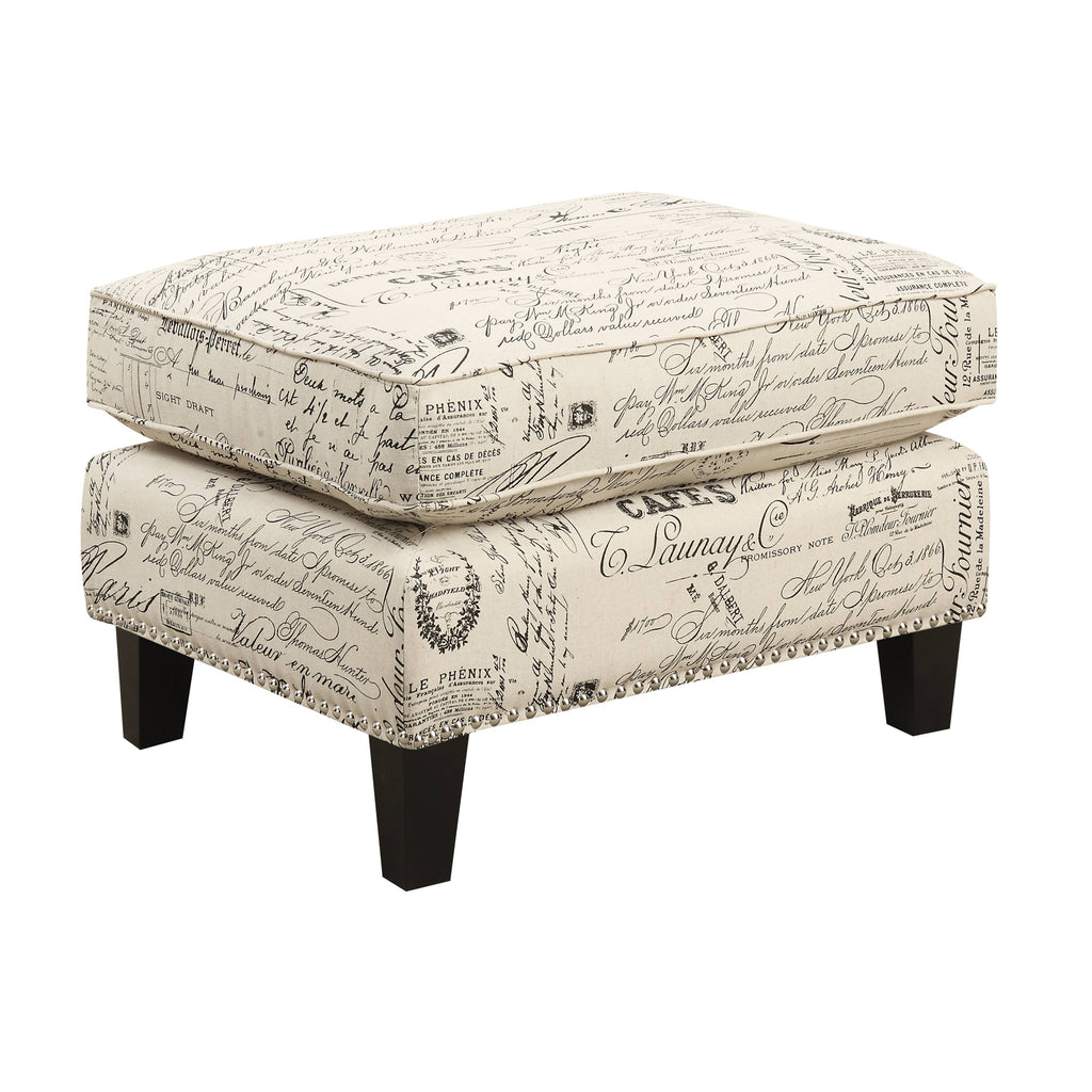 Erica-497-Ottoman-W/Chrome-Nail-French-Script-(ISTA-3)
