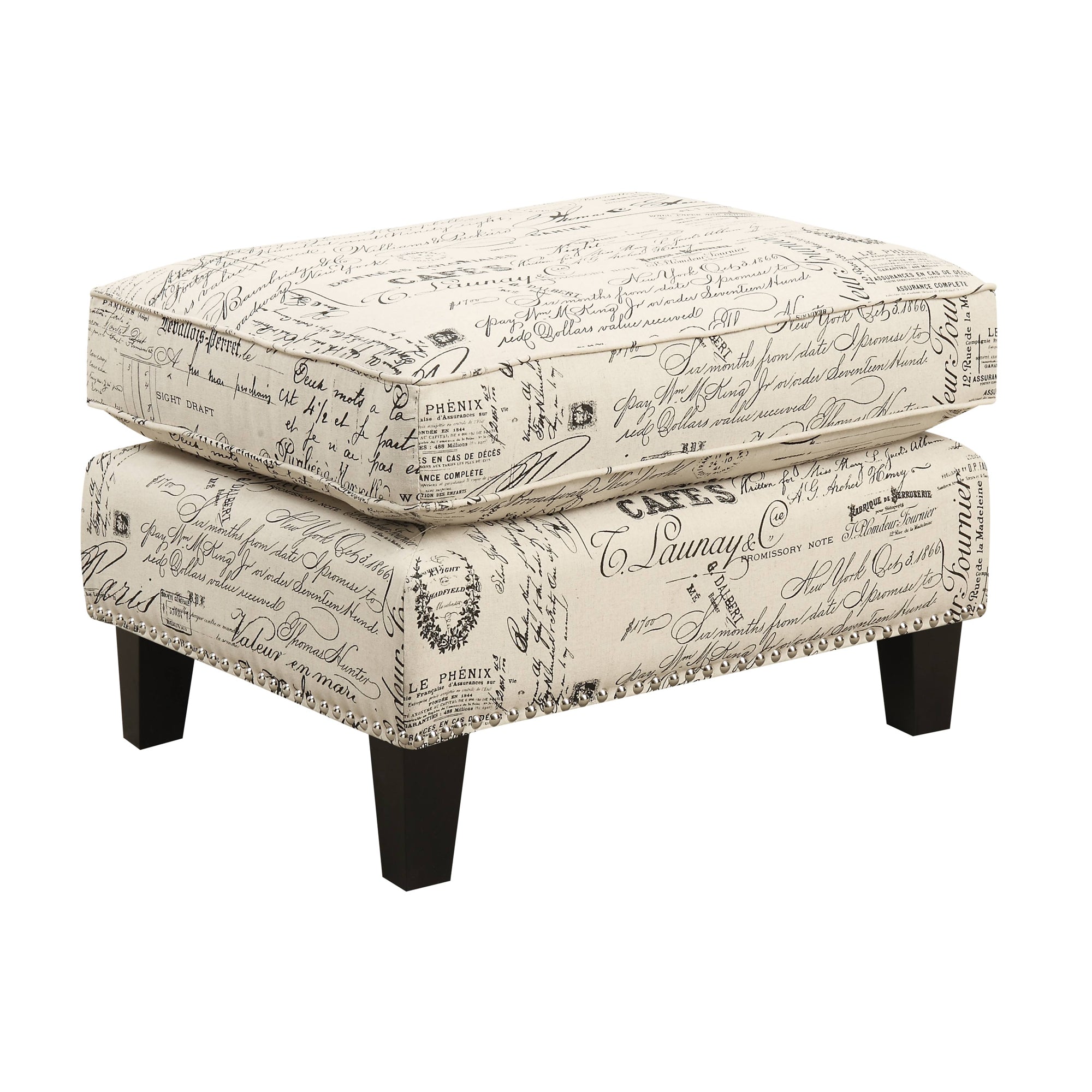 Erica-497-Ottoman-W/Chrome-Nail-French-Script-(ISTA-3)