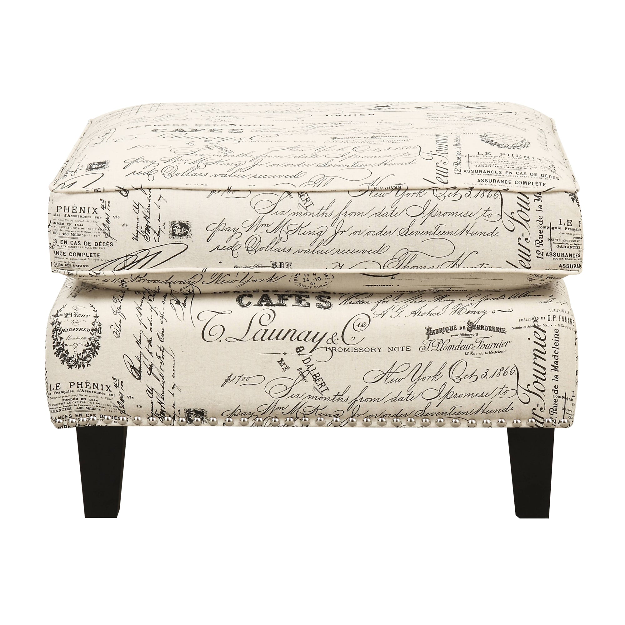 Erica-497-Ottoman-W/Chrome-Nail-French-Script-(ISTA-3)