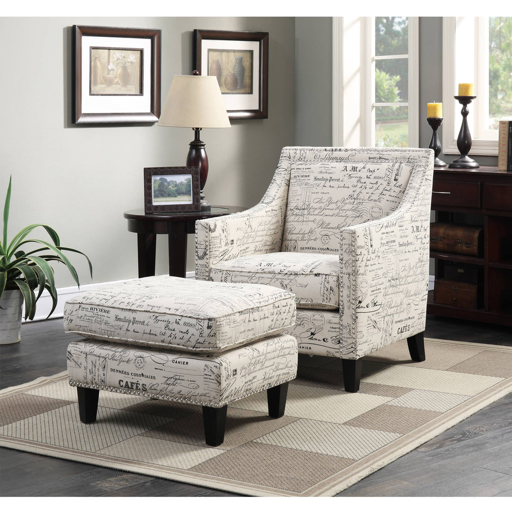 Erica-497-Ottoman-W/Chrome-Nail-French-Script-(ISTA-3)