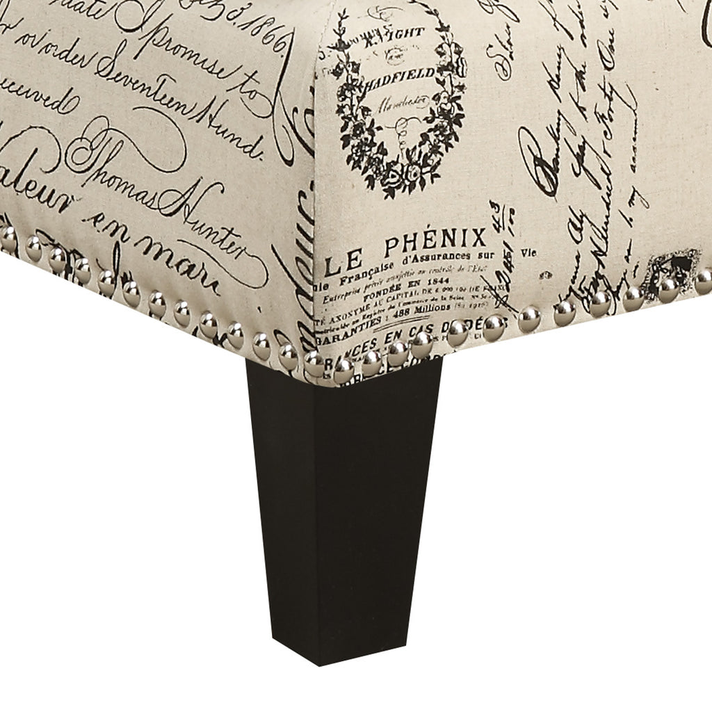 Erica-497-Ottoman-W/Chrome-Nail-French-Script-(ISTA-3)