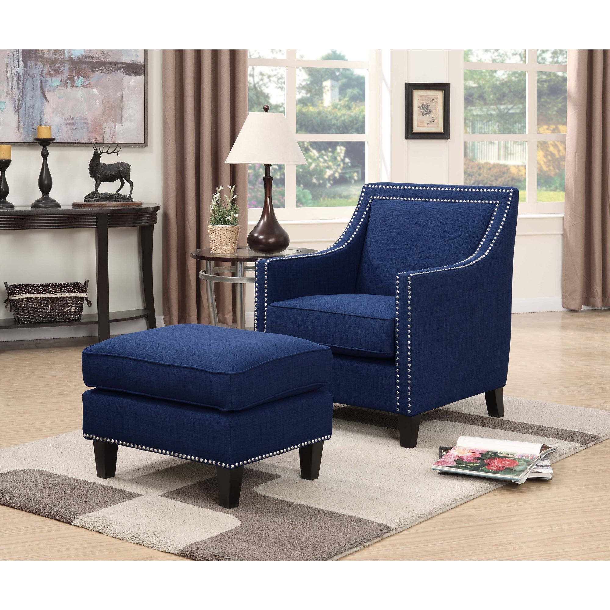 Erica-497-Ottoman-W/Chrome-Nail-Heirloom-Blue-(ISTA-3)