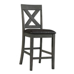 Alex-Grey-60""-7-PC-Counter-Set-(Grey-Table-with-Black-PU-Seat)