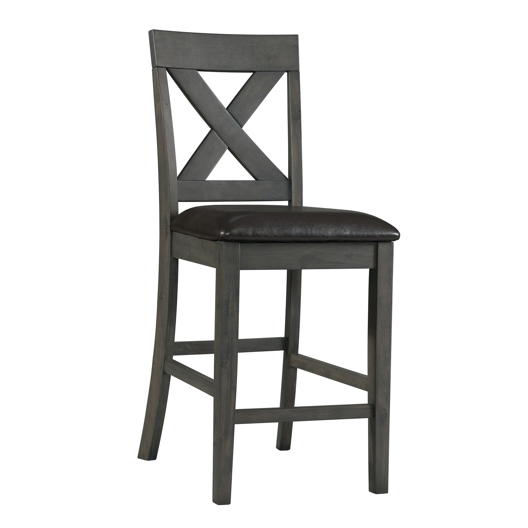 Alex-Grey-60""-7-PC-Counter-Set-(Grey-Table-with-Black-PU-Seat)