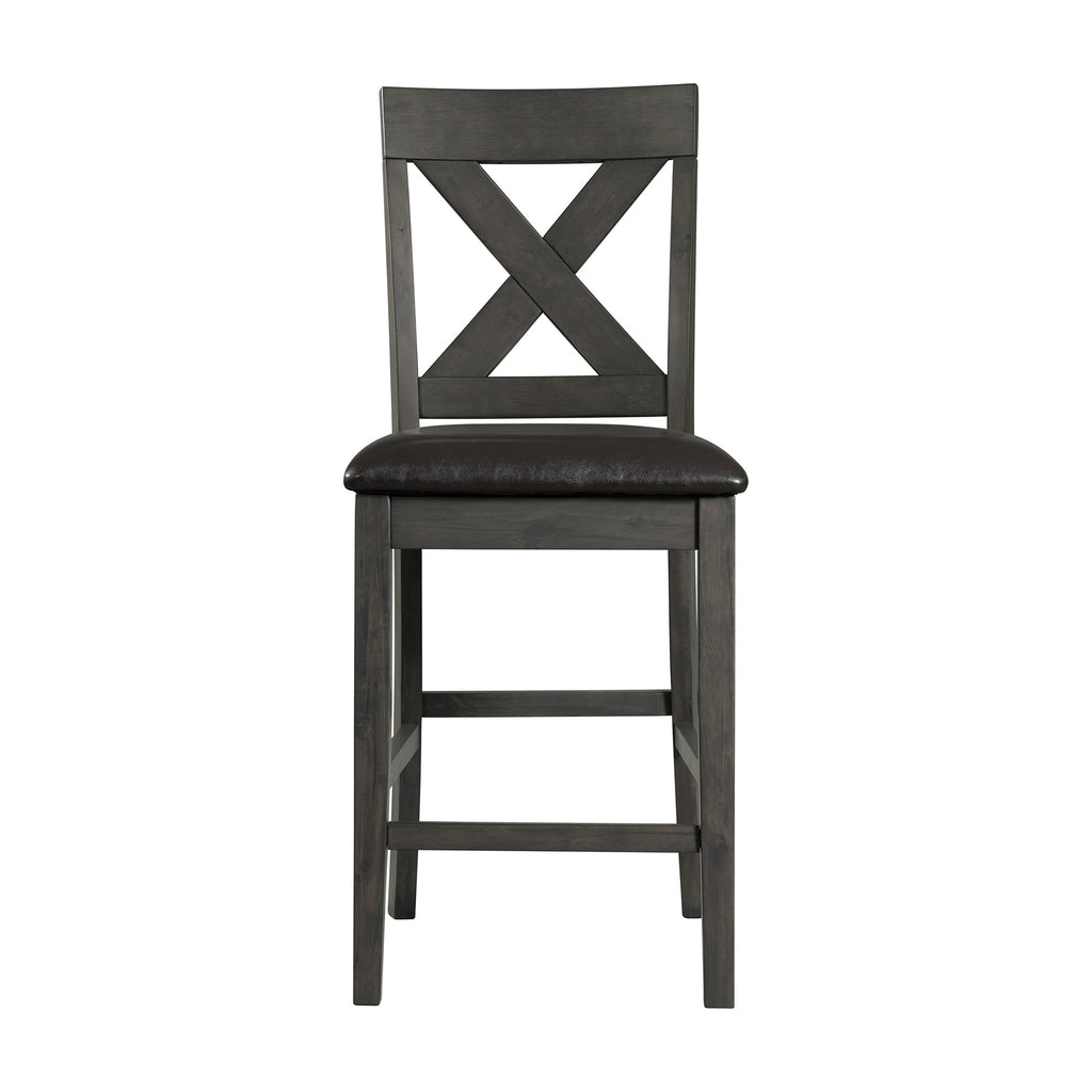 Alex-Grey-60""-7-PC-Counter-Set-(Grey-Table-with-Black-PU-Seat)