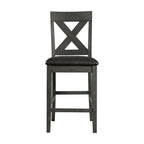 Alex-Grey-60""-7-PC-Counter-Set-(Grey-Table-with-Black-PU-Seat)