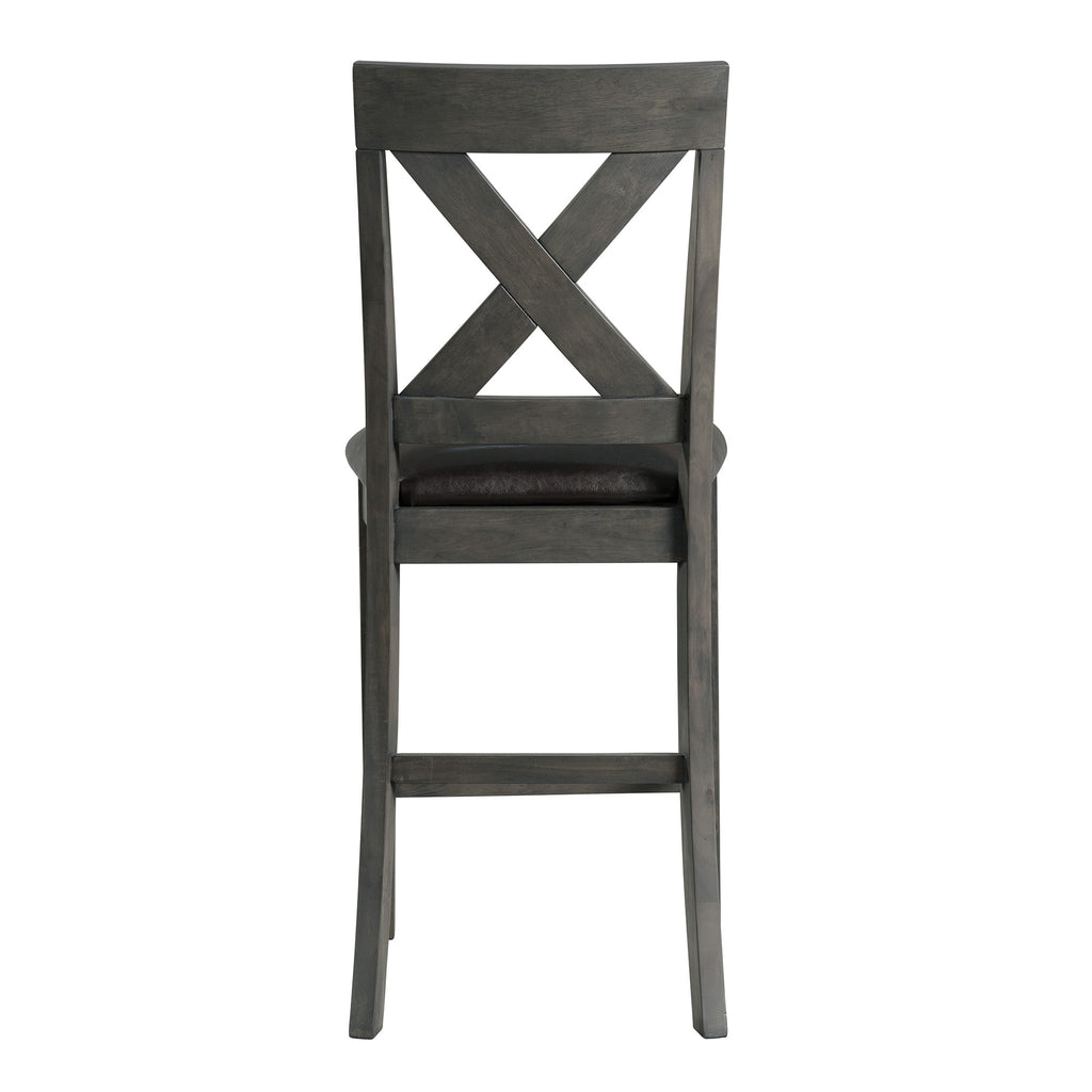 Alex-Grey-60""-7-PC-Counter-Set-(Grey-Table-with-Black-PU-Seat)