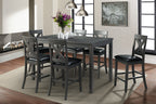 Alex-Grey-60""-7-PC-Counter-Set-(Grey-Table-with-Black-PU-Seat)