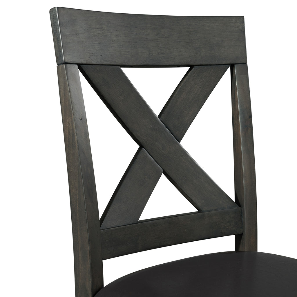 Alex-Grey-60""-7-PC-Counter-Set-(Grey-Table-with-Black-PU-Seat)