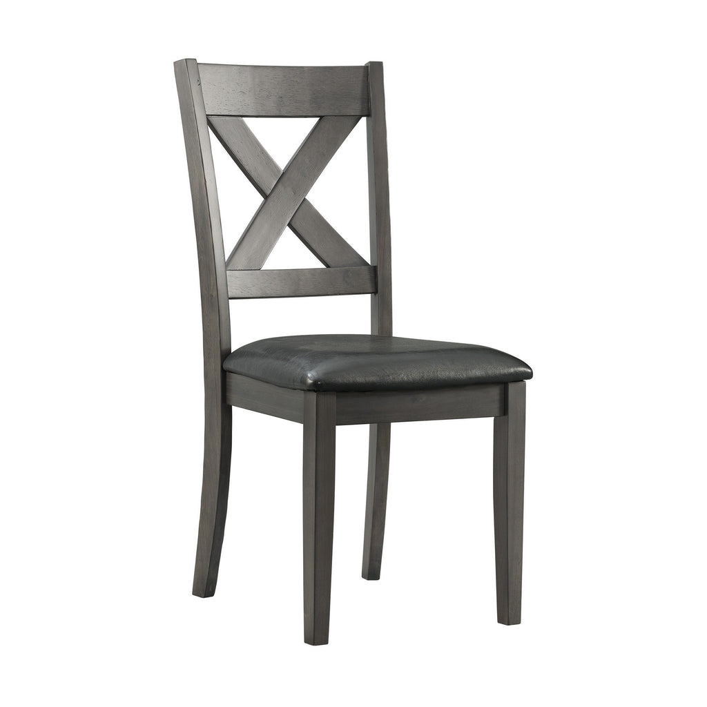 Alex-Grey-60""-7-PC-Dining-Set-(Grey-Table-with-Black-PU-Seat)